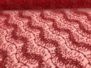 Red - Beaded Embroidery Wavy Flower Pattern Fabric Lace Elegant Dress Fabric By The Yard