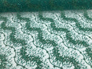 Green - Beaded Embroidery Wavy Flower Pattern Fabric Lace Elegant Dress Fabric By The Yard