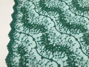 Green - Beaded Embroidery Wavy Flower Pattern Fabric Lace Elegant Dress Fabric By The Yard