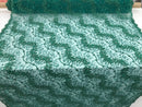 Green - Beaded Embroidery Wavy Flower Pattern Fabric Lace Elegant Dress Fabric By The Yard