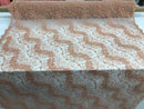 Peach - Beaded Embroidery Wavy Flower Pattern Fabric Lace Elegant Dress Fabric By The Yard