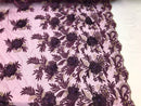 3D Embroided Flower Pattern Fabric with Two Tone Leaf Color Purple - Elegant 3D Flowers By The Yard