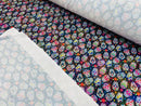 Sugar Skull Fabric - Black Glitter - Sugar Skull Day of The Dead Spandex Fabric By Yard