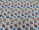 Sugar Skull Print - Baby Blue - Sugar Skull Day of The Dead Dia De Los Muertos Spandex Fabric By Yard