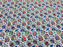 Sugar Skull Print - Baby Blue - Sugar Skull Day of The Dead Dia De Los Muertos Spandex Fabric By Yard