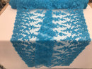 Turquoise - Floral Hand Beaded Embroidered Pattern Bridal Lace Wedding Fabric Sold by The Yard