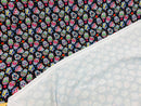 Sugar Skull Print - Black - Sugar Skull Day of The Dead Dia De Los Muertos Spandex Fabric By Yard
