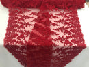 Red - Floral Hand Beaded Embroidered Pattern Bridal Lace Wedding Fabric Sold by The Yard