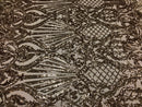 Iridescent - Champagne - 4 Way Stretch Sequins Damask Pattern Fabric  - Sold By The Yard
