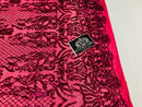 4 Way Stretch Fabric - Fuschia - Sequins Design on Spandex Mesh Fashion Fabric
