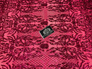 4 Way Stretch Fabric - Fuschia - Sequins Design on Spandex Mesh Fashion Fabric