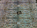 4 Way Stretch Fabric - Iridescent Aqua - Sequins Design on BLACK Spandex Mesh Fashion Fabric