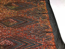 Iridescent Orange - 4 Way Stretch Sequins Pattern Fabric on Black Mesh Sold By The Yard