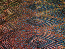 Iridescent Orange - 4 Way Stretch Sequins Pattern Fabric on Black Mesh Sold By The Yard
