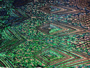 Iridescent - Blue/Green - 4 Way Stretch Sequins Pattern Fabric on Black Mesh - Sold By The Yard