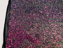4 Way Stretch - Magenta Black Mesh Iridescent Sequins Damask Net Pattern Fabric - Sold By The Yard