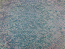 4 Way Stretch - Baby Blue - Iridescent Sequins Damask Net Pattern Fabric  - Sold By The Yard