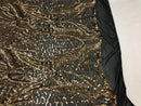 Geometric Line Sequins 4 Way Stretch Fabric - Gold on Black -  Quality Design Fabric By The Yard