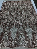 Geometric Line Sequins 4 Way Stretch Fabric - Champagne -  Quality Design Fabric By The Yard