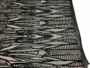 Geometric Line Sequins 4 Way Stretch Fabric - Hunter Green -  Quality Design Fabric By The Yard