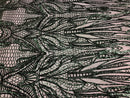 Geometric Line Sequins 4 Way Stretch Fabric - Hunter Green -  Quality Design Fabric By The Yard