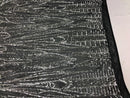Geometric Line Sequins 4 Way Stretch Fabric Silver on Black Mesh Quality Design Fabric By The Yard