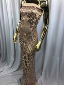 Geometric Patterns 4 Way Stretch Sequins Fabric Champagne Shiny Sequins Fashion Design By The Yard