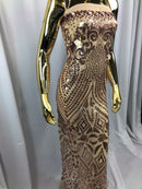 Geometric Patterns 4 Way Stretch Sequins Fabric Champagne Shiny Sequins Fashion Design By The Yard