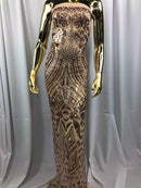 Geometric Patterns 4 Way Stretch Sequins Fabric Champagne Shiny Sequins Fashion Design By The Yard