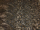 Geometric Patterns 4 Way Stretch Sequins Fabric Gold Shiny Sequins Fashion Design By The Yard