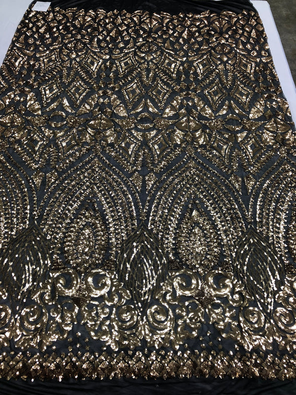 Geometric Patterns 4 Way Stretch Sequins Fabric Gold Shiny Sequins Fashion Design By The Yard