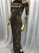 Geometric Patterns 4 Way Stretch Sequins Fabric Gold Shiny Sequins Fashion Design By The Yard
