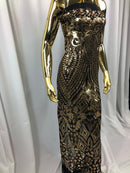 Geometric Patterns 4 Way Stretch Sequins Fabric Gold Shiny Sequins Fashion Design By The Yard