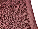 Geometric Patterns 4 Way Stretch Sequins Fabric Burgundy Sequins Fashion Fabric By The Yard