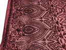 Geometric Patterns 4 Way Stretch Sequins Fabric Burgundy Sequins Fashion Fabric By The Yard