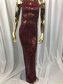 Geometric Patterns 4 Way Stretch Sequins Fabric Burgundy Sequins Fashion Fabric By The Yard