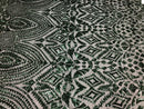Geometric Patterns 4 Way Stretch Sequins Fabric Hunter Green Shiny Sequins Fashion Design By Yard