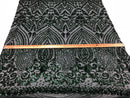 Geometric Patterns 4 Way Stretch Sequins Fabric Hunter Green Shiny Sequins Fashion Design By Yard