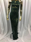 Geometric Patterns 4 Way Stretch Sequins Fabric Hunter Green Shiny Sequins Fashion Design By Yard