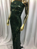 Geometric Patterns 4 Way Stretch Sequins Fabric Hunter Green Shiny Sequins Fashion Design By Yard