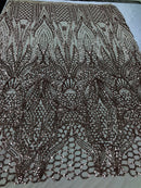Geometric 4 Way Stretch Sequins Fabric - Rose Gold - Sequins Design Fabric Sold by The Yard