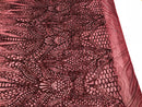 Geometric 4 Way Stretch Sequins Fabric - Burgundy - Sequins Design Fabric Sold by The Yard