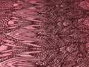 Geometric 4 Way Stretch Sequins Fabric - Burgundy - Sequins Design Fabric Sold by The Yard