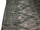 Geometric 4 Way Stretch Sequins Fabric - Hunter Green - Sequins Design Fabric Sold by The Yard