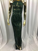 Geometric 4 Way Stretch Sequins Fabric - Hunter Green - Sequins Design Fabric Sold by The Yard