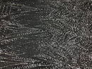 Geometric 4 Way Stretch Sequins Fabric - Silver on Black Mesh - Sequins Fabric Sold by The Yard