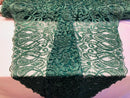Hunter Green Beaded Fabric Embroidered On A Mesh Fancy Dresses Fabric Sold By The Yard