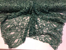 Hunter Green Beaded Fabric Embroidered On A Mesh Fancy Dresses Fabric Sold By The Yard