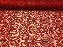 Red Beaded Fabric Embroidered On A Mesh Fancy Dresses Fabric Sold By The Yard