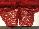 Red Beaded Fabric Embroidered On A Mesh Fancy Dresses Fabric Sold By The Yard